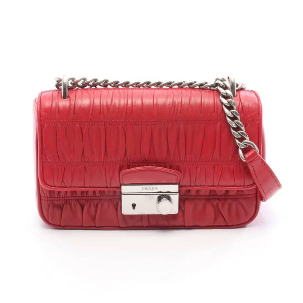 Prada Nappa Gaufre Soundrock Shoulder Bag Leather Red